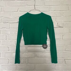 Kelly Green Long Sleeve Crop Top